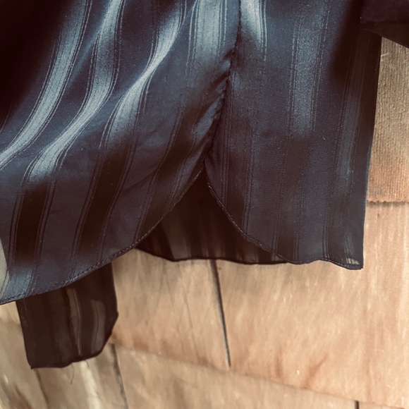 Linda Bis Montreal Rare Vintage 90s Black Night Robe Striped Silky Satin Collar - Picture 8 of 13